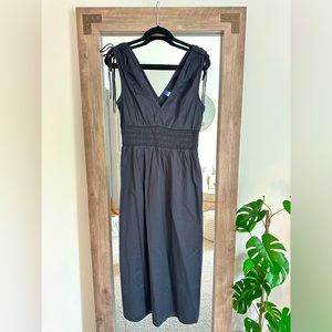 Fit & Flare Black Sleeveless Tie-Shoulder Smock Dress